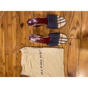 Burberry London Women's Denim Wedge Slides-(36.5)